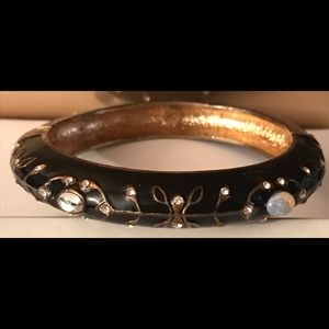 Cloisonné Black Gem Bangle Bracelet